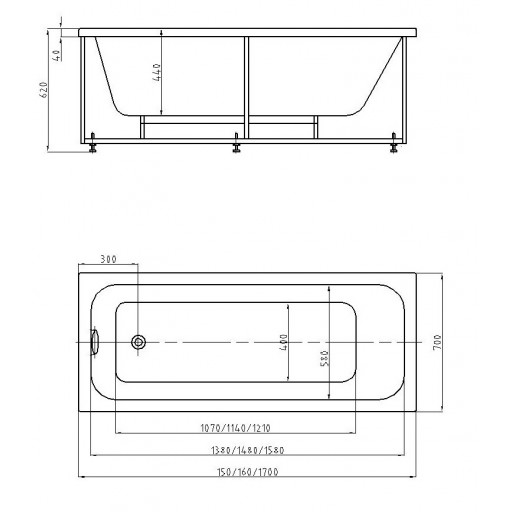 Ванна акриловая Aquatek Мия белая 150x70 см MIY150-0000001